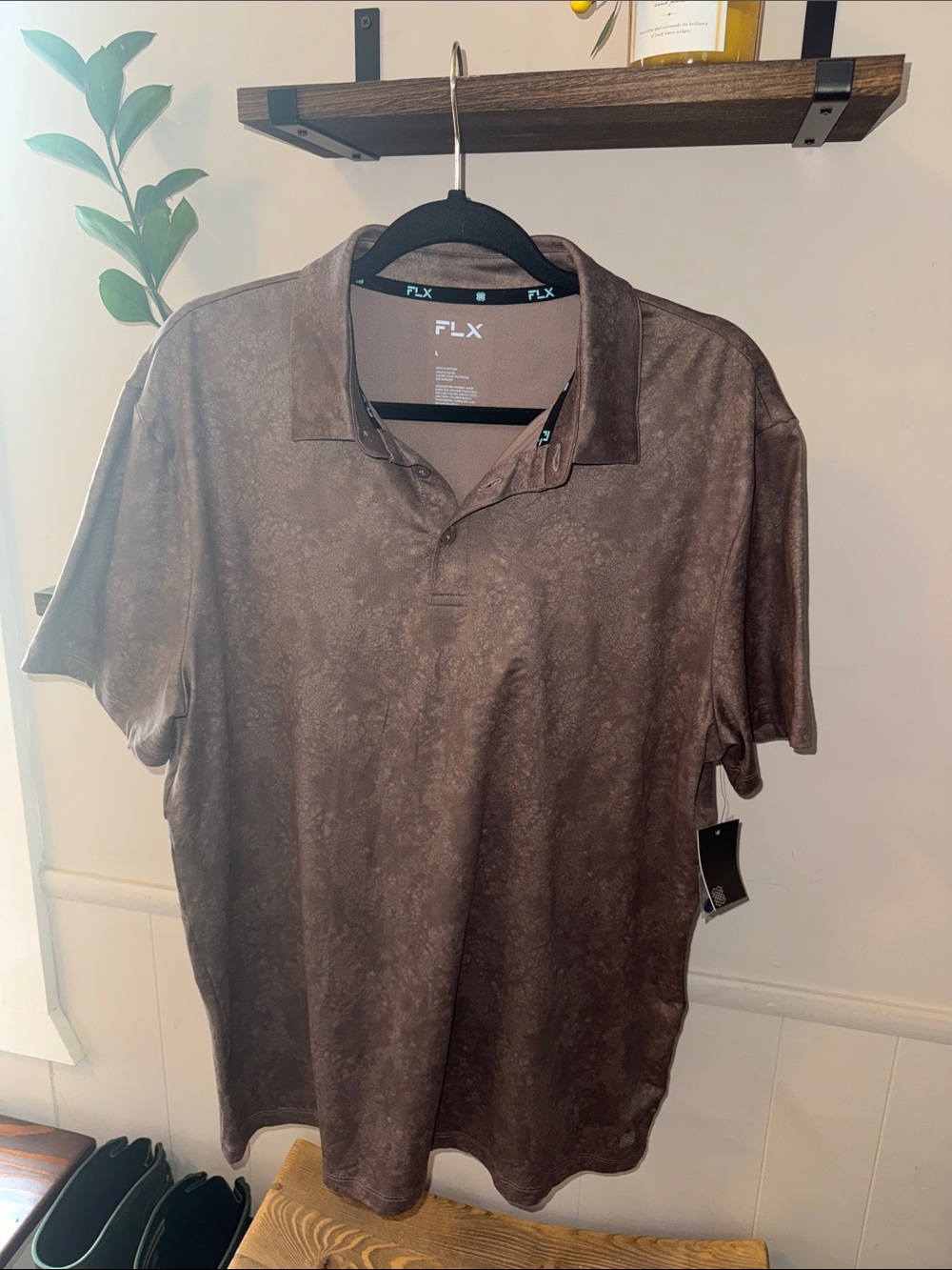 NWT! Men’s FLX Brown Polo Shirt size Large
